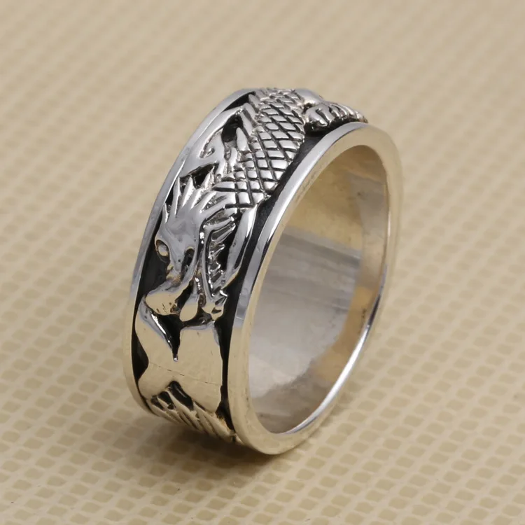

Wholesale S925 Sterling Silver Ring retro Thai silver jewelry LTSH fingerring rotatable