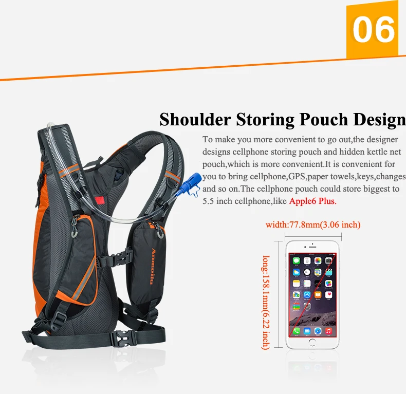 Top Anmeilu Ultralight Mountain Road Bike Bag 8L Reflective Bicycle Backpack Rucksack Waterproof Sport Travel Cycling Shoulders Bag 17