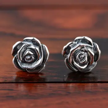 

[silver] silver deer king S925 wholesale silver stud female stereo rose simple Earrings