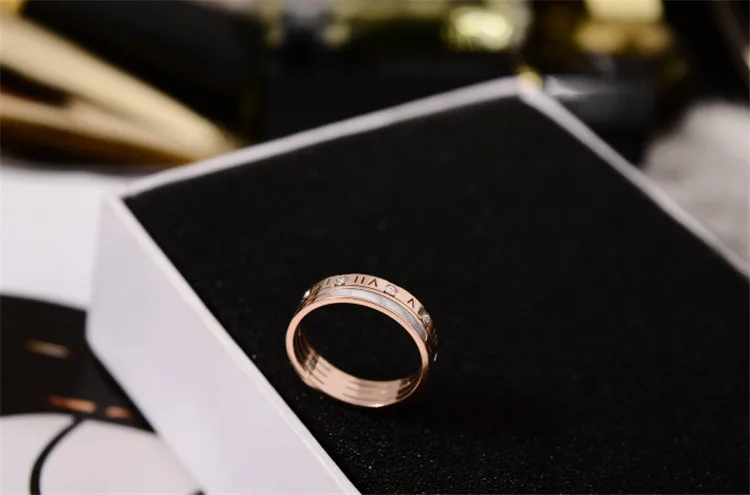 YUN RUO Новое поступление модные кольца ракушки с римскими цифрами розового золотистого цвета женский подарок вечерние ювелирные изделия из титановой стали не выцветают