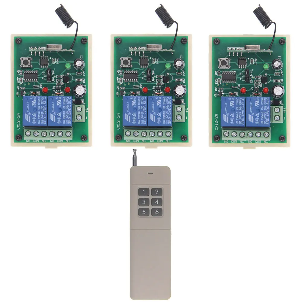 

Remote Control Switch 12V 24V 2CH Relay RF 2CH 2 CH Receiver 3000m Long Range 6CH Transmitter Learning 315 / 433 MHz