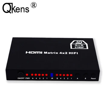 

HDMI Matrix 4x2 HDMI Splitter Ultra HD 3D 4K 2160P HIFI True Matrix Video Switcher with Power Adapter for HDTV TV BOX 4 in 2 out