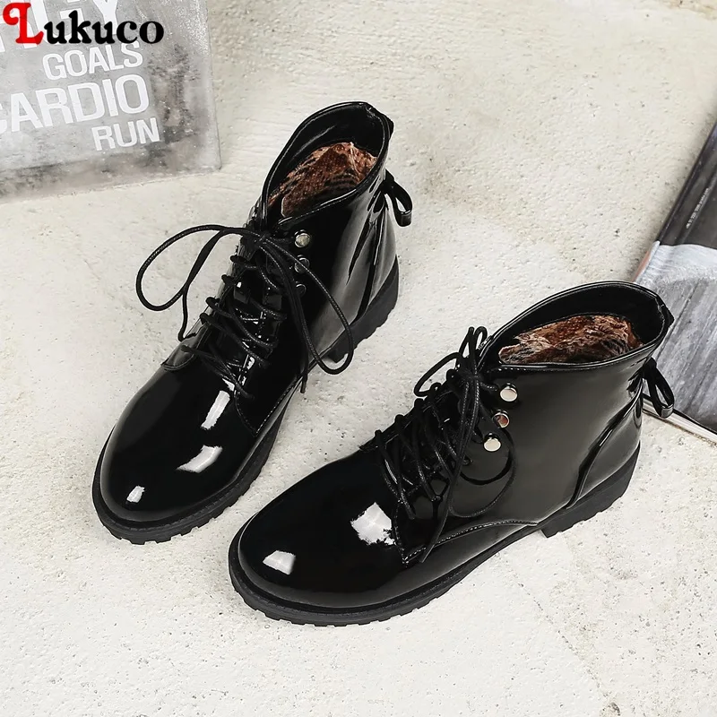 

2019 Black Red Woman Ankle Boots Autumn Winter Female Botas Lace-Up Women Large Size 40 41 42 43 44 45 46 Free Shipping Shoes