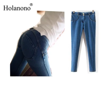 

Holanono Sexy Hip Women Push Up Pencil Pants Demin Jeans Elastic Trousers Tight Leggings Femme High-waisted Jeggings