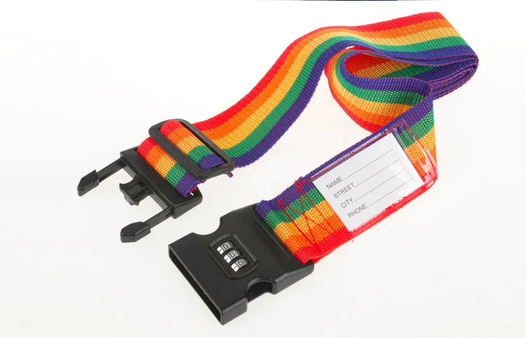 Travel Luggage Baggage Bag Security Dial Lock Belt Suitcase Rainbow Strap