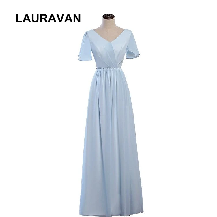 

vestidos elegantes long chiffon light sky blue capped sleeve special occasion dress evening dresses from china 2020 for women