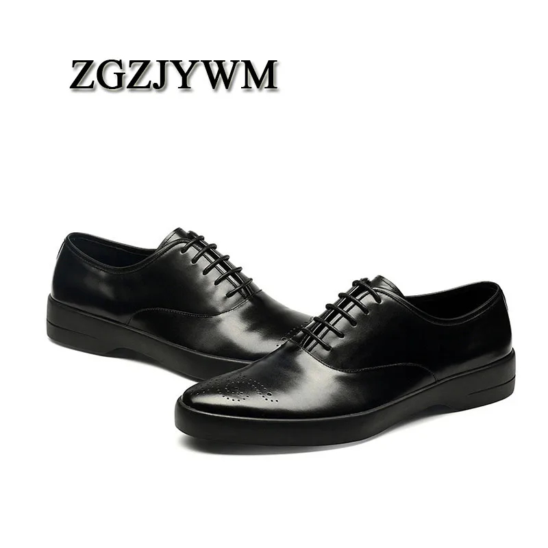 Genuino Oxfords Boda red Negocios negro Encaje Puntiagudo Oficina Cuero Vestido Zapatos marrón brown Black Del Transpirable Pie Hombre Dedo Zgzjywm De rojo Formal qt1xZTxaw