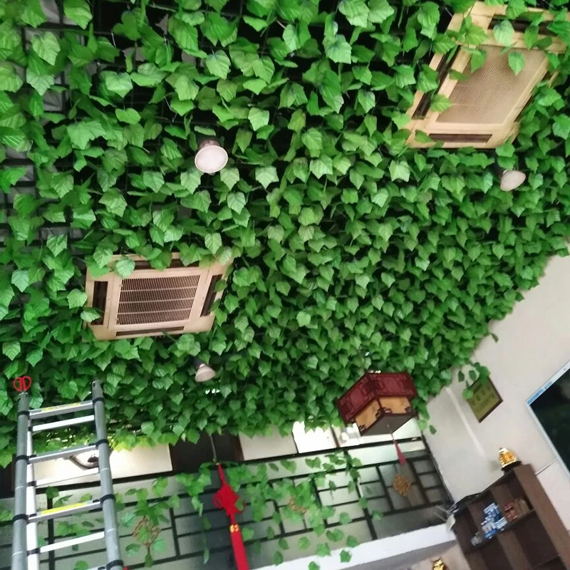 Us 5 89 41 Off Artificial Hanging Flower Plant Fake Vine Green Leaf Ivy Indoor Ceiling Willow Rattan False Leaves Grape Home Garden Wall Decor In