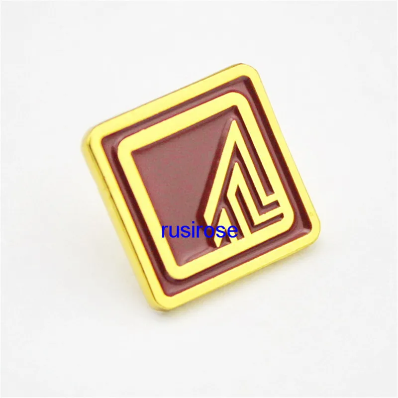 

2017 new square metal enterprise LOGO brooch badge custom,Electroplated rose gold metal brooch