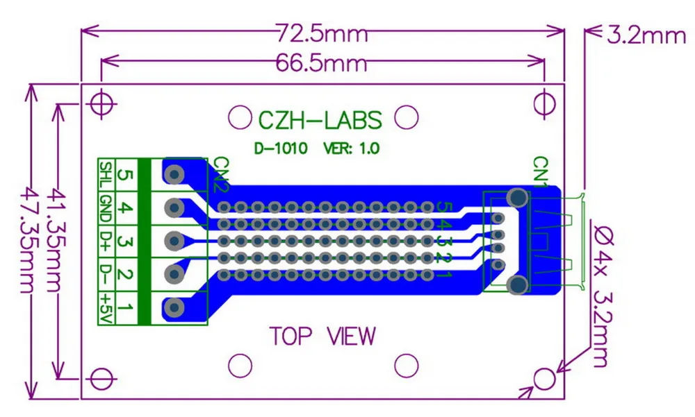 USB Type A Female Right Angle Jack Breakout Board Terminal Block Connector.
