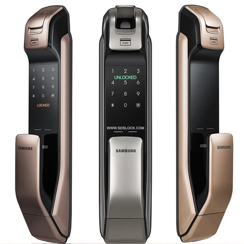 

SAMSUNG English Version SHP-DP728 Keyless Bluetooth Fingerprint PULL PUSH Digital Door Lock Black Golden or Black Sliver