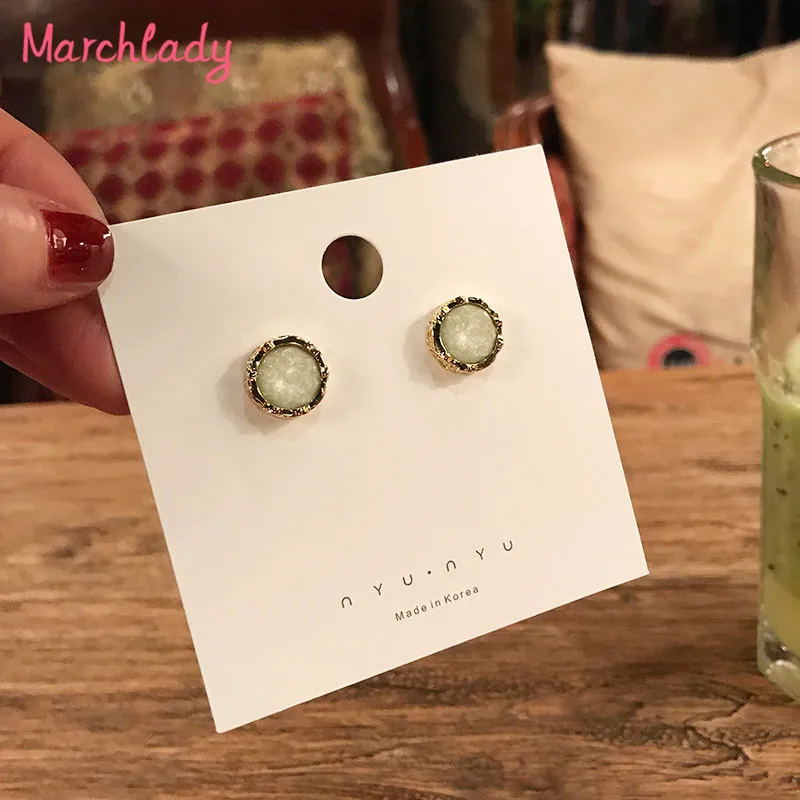 

Fashion Mujer Stud Earrings For Women Gold Color Zinc Alloy Glass Round Charms Korean Jewelry Statement Feminino Bijoux Earring