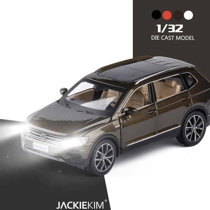 

1:32 alloy pull back car toys high imitation Tiguan L car model open door music flash toy vehicles kids toys free Shipping