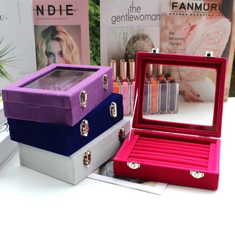 

Fashion Jewelry Boxes Velvet Jewelry Display Set Travel Roll Bag Earrings Ring Pendant Rack jewellery Storage Organizer Holder