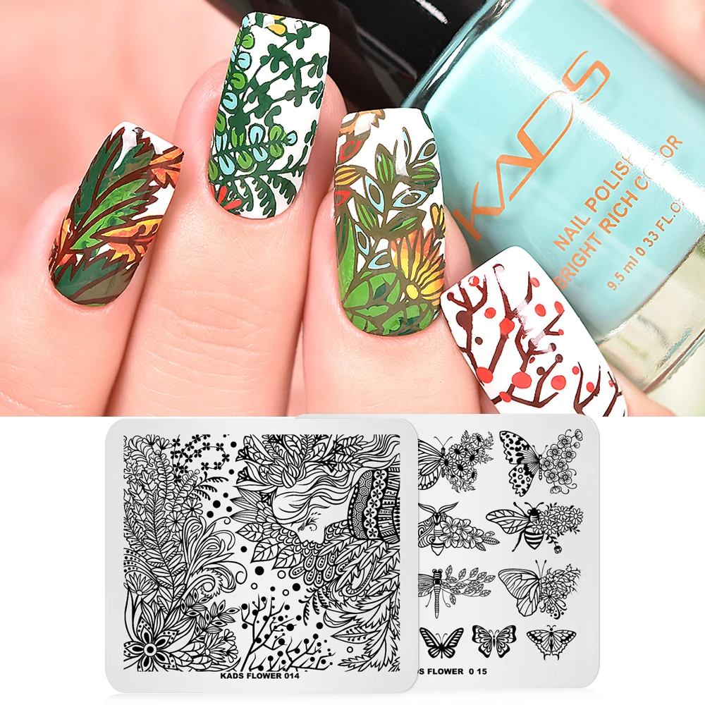 

KADS 2pcs/set Nail Stamp 10 design Design Choice Streak Theme Templates DIY Image Manicure Nail Art Stamp Plate template Set