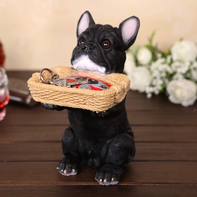 1pcs Смолы животных аксессуары для дома Французский бульдог Собака коробка для хранения статуя животных ремесла гостиной настольные украшения - Цвет: 1pcs