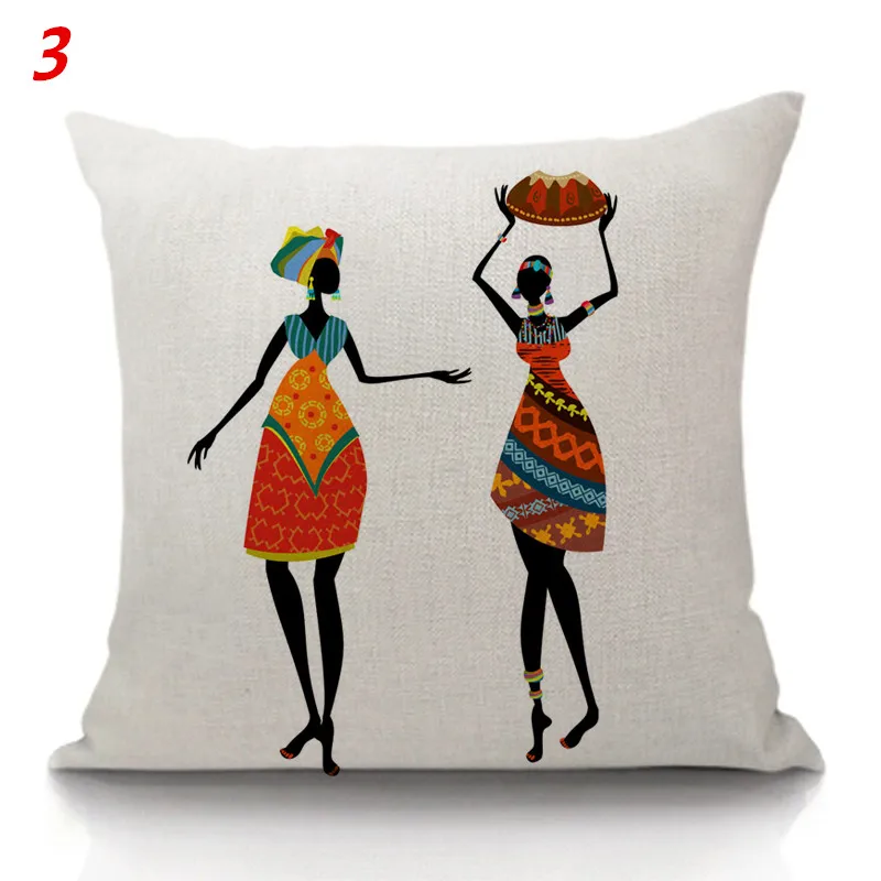 Maiyubo хлопок белье африканская Подушка с изображением женщины чехол для дивана Танцующая леди оригинальные люди декоративные подушки Чехол домашний декор PC236 - Цвет: 3