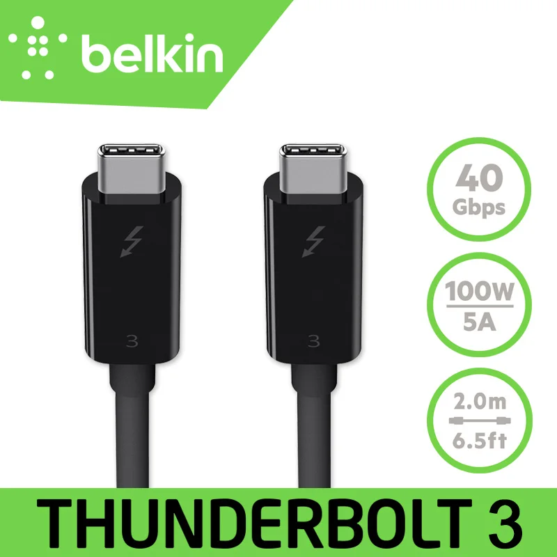 

Belkin Original Thunderbolt 3 Charge Cable (USB Type-C to USB-C) 100W/40Gbps for MacBook Pro with Retail Package