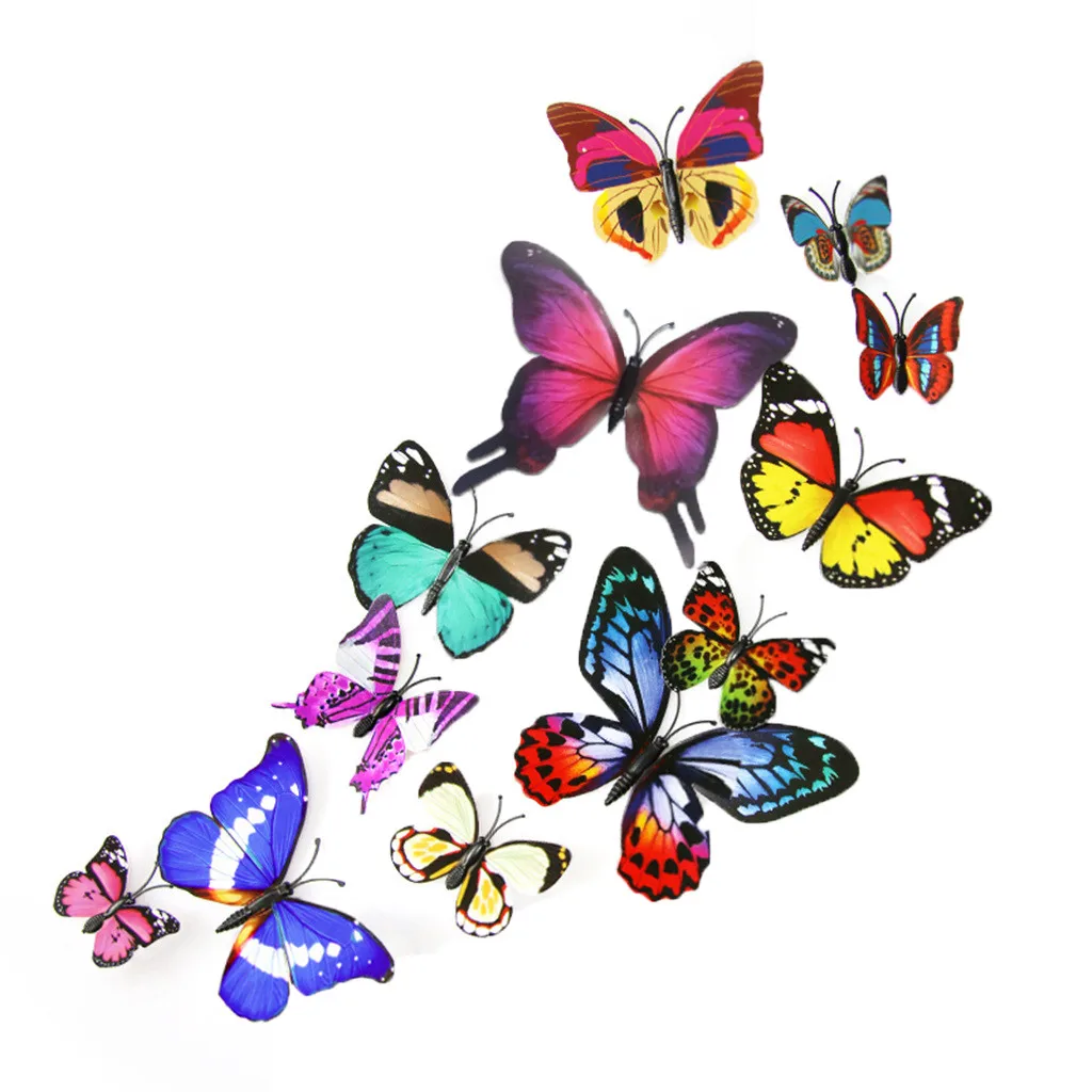 12pcs PVC 3d Butterfly wall decor DIY Butterflies wall sticker Colorful