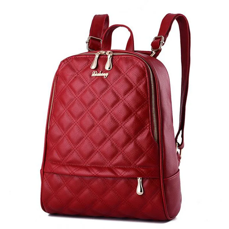 2017 New Designer Backpacks Diamond Lattice Women bag Senior Leather Lovely Girls Schoolbag Backpack Women s