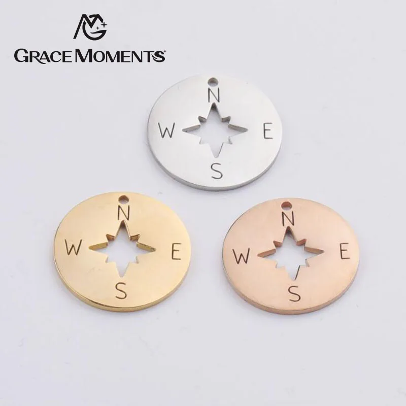 

10pcs/Lot Stainless Steel Charms Mirror Polished 22mm Compass Charm Pendant DIY Necklace Bracelet Jewelry Making