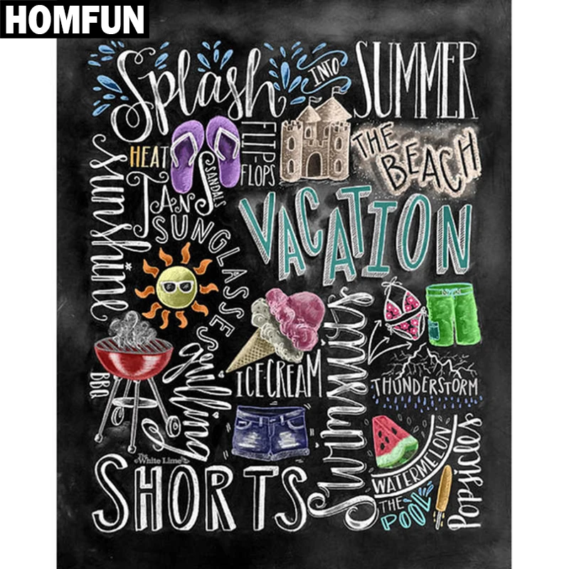 Алмазная живопись HOMFUN Летний текст картина из квадратных/круглых страз сделай