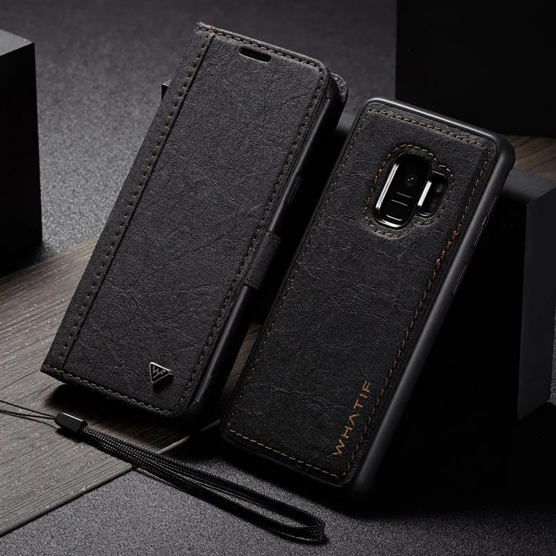 

For Samsung Galaxy S8 S9 S10 E Note10 Plus Note 10 9 8 10+ Case Magnet Flip Kraft Paper Wallet Book Case Detachable Back Cover