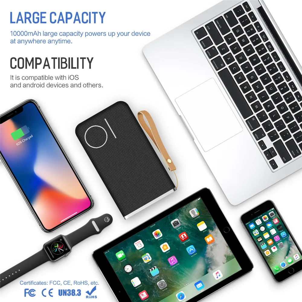ROCK type C Быстрая Зарядка power Bank 10000 мАч для Xiaomi Pover портативное Внешнее зарядное