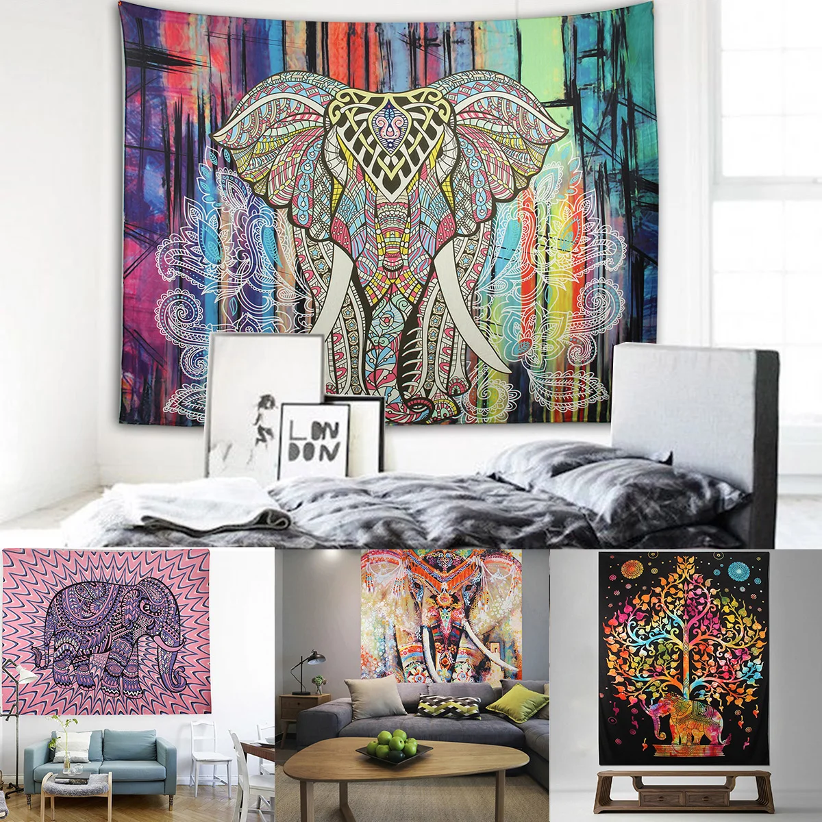 Elephant Mandala Tapestry Throw Towel Hippie Tapestry Floral Printed Home Decor Wall Tapestries Bedspread 210*150CM 4 Elephant Mandala Tapestry Throw Towel Hippie Tapestry Floral Printed Home Decor Wall Tapestries Bedspread 210*150CM 4