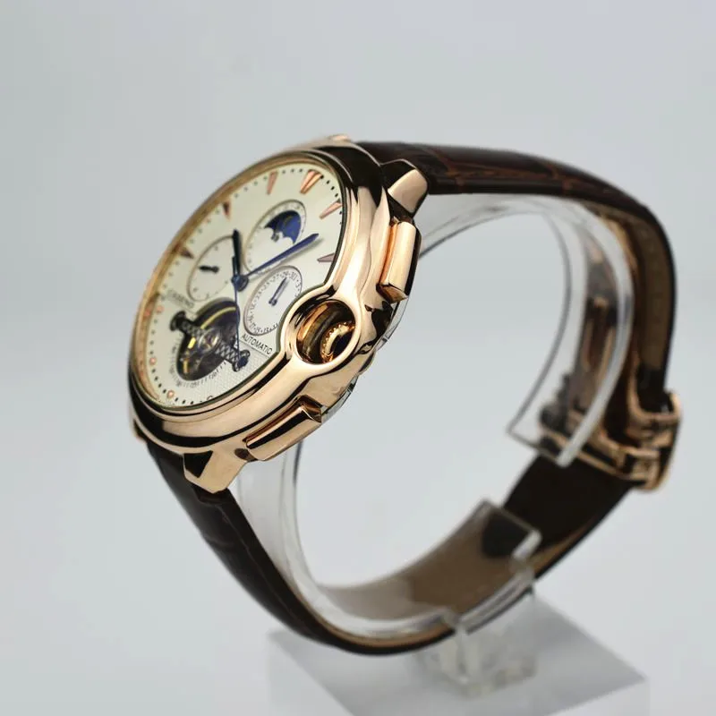 CASENO Tourbillon, деловые мужские часы, Топ бренд, роскошные часы с ремешком, мужские механические Автоматические наручные часы, мужские часы со скелетом