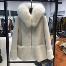 Winter Women 100% Real Fur Coat Female Short Whole Wool sheepskin fox Fur Natural Zipper High Quality Jacket ladies Outerwear
