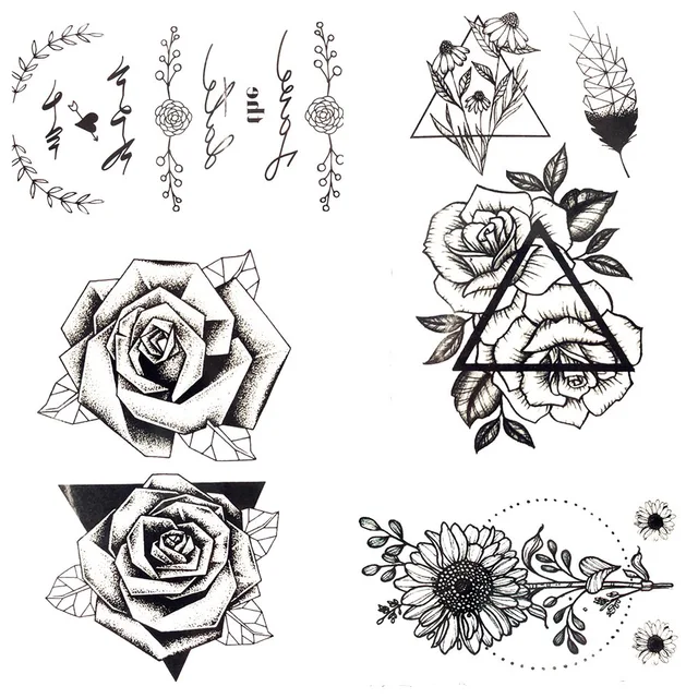 Simple Cat Tattoo Black Flowers Simple Cat Tattoo Black Flowers