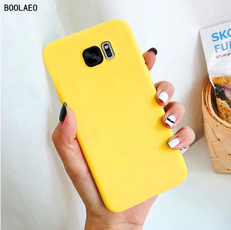 Роскошный чехол желтый Цвета для Samsung Galaxy A7 2018 A70 A30 a50 S7 край S8 S9 S10 плюс мягкая