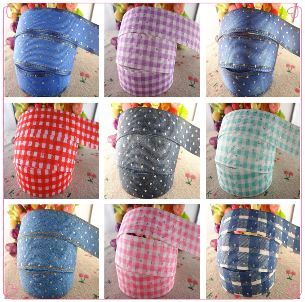 

18071701, 1" 25mm 50 yards glitter silver dots printed grosgrain ribbons DIY handmade materials