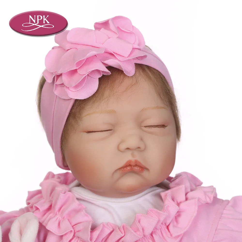 NPK 55CM Soft Silicone Reborn Baby Doll Newborn Girl Realistic Alive Princess Babies Dolls With Basket Toddler Kid Birthday Gift (3)