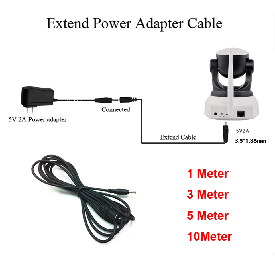 Cdycam адаптер питания Удлинительный кабель 5V2A 3,5*1,35 мм 10 метров 5 метров 3 метра CCTV аксессуары камера Удлинительный шнур питания