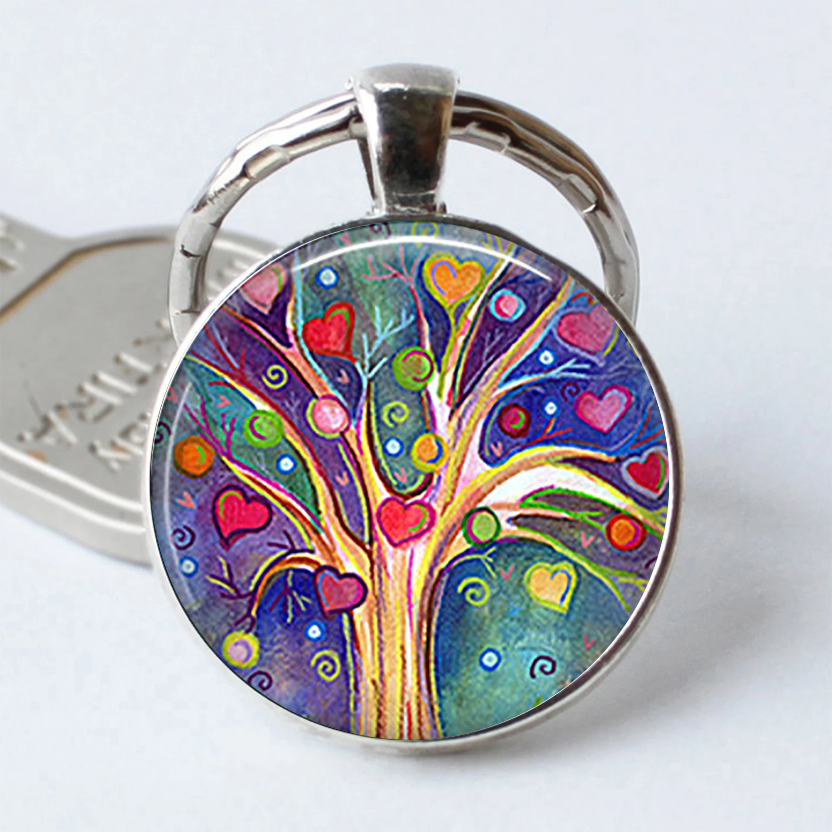 

Tree of Hearts Keychain Tree of Hearts Keyring Valentine's Gift Romantic Gift Tree Key Chain Ring Resin Jewelry Cabochon Glass