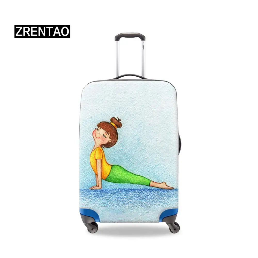 

Women Holiday Travel Accessories Baggage Suitcase Sets 18-32 Inch Traveling Case Protective Cover Female Cute Cartoon Yoga Print