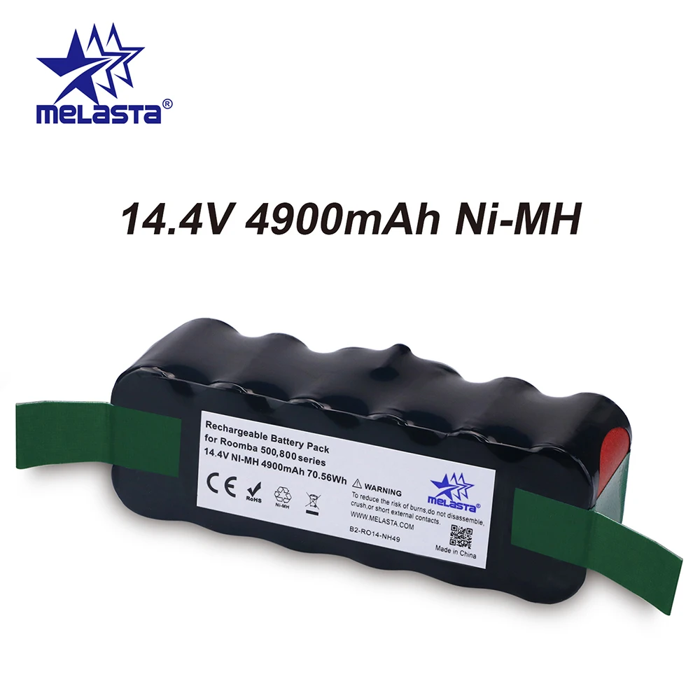 Melasta обновленный 4.9Ah 14 4 V NIMH аккумулятор для iRobot Roomba 500 600 700 800 Series 510 530 550 560 620 630 650 770