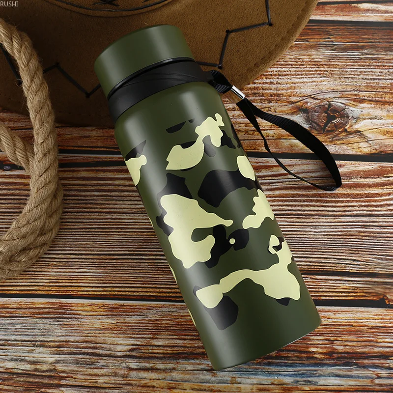 

exercise relaxation camouflage vacuum cup quality stainless steel sling starbucks Creative simple Straight cup mug