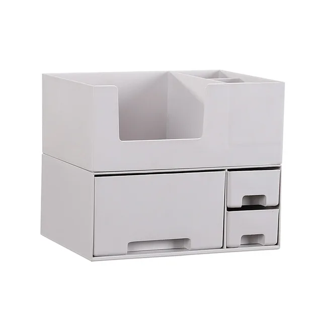 Косметическая пластиковая коробка для хранения косметики, Настольный ящик для хранения косметики, органайзер для косметики, канцелярские ювелирные изделия, коробка для хранения косметики - Цвет: Grey A