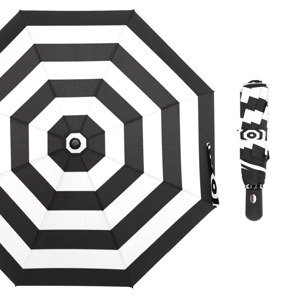 Susino Black Beach Stripe Windproof Umbrellas Fully automatic Open