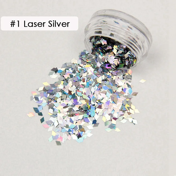 1 коробка голографическая хлопья для ногтей Ромб Diamond голографические блёстки для ногтей Sparkly Мини ломтик блестки, Стразы для ногтей - Цвет: 1 Laser Silver