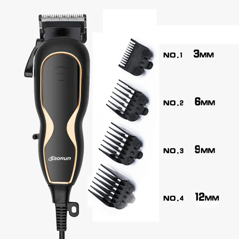 BaoRun Professional Hair Clippers Mute Ultra Power Electric Hair Trimmer Barber Salon Men Hair Cutting Machine with Cord 220V