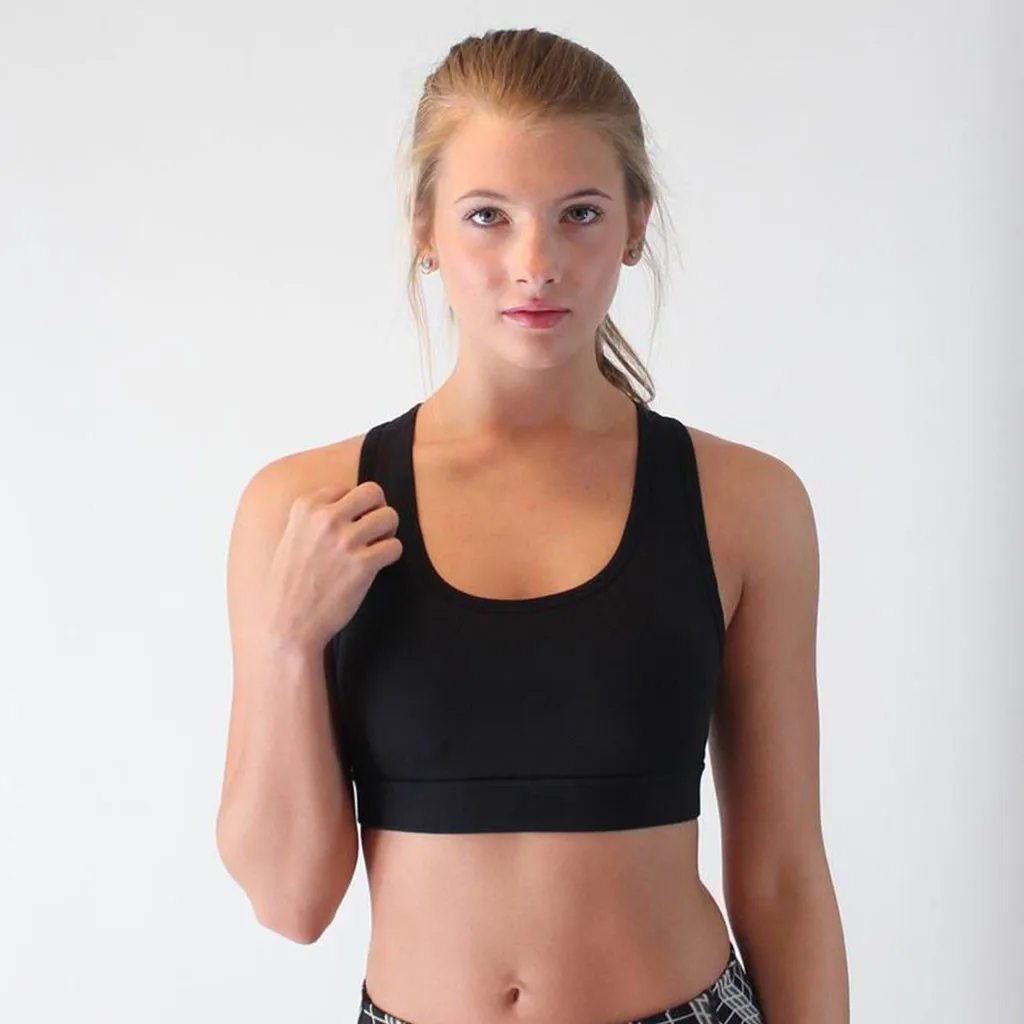 

Women's solid color back pocket portable mobile phone yoga shockproof sports bra fitness exercise breathable sports underwear