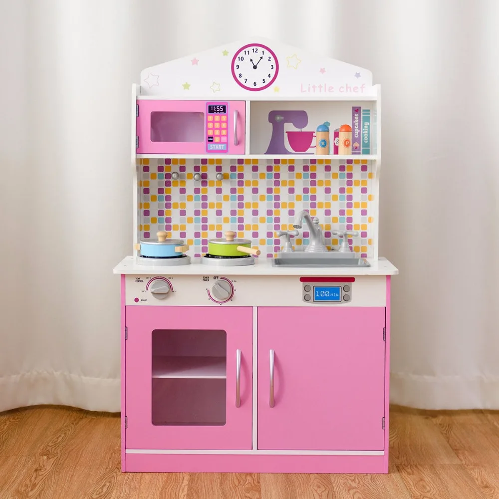Giantex الاطفال خشبية التظاهر الطبخ Playset طهي لعب مجموعة المطبخ اللعب طفل هدية المنزل الأثاث HW58832