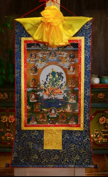 

FYH 61*37cm 25 style Tibetan Buddhism blue Thangka Scroll paintings Silk embroidery painting Buyers Notes painted numbers