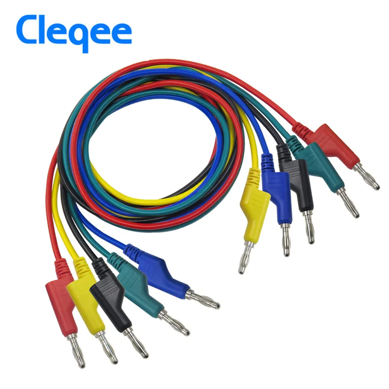 

Cleqee P1036 1Set 5pcs 1M 4mm Banana to Banana Plug Test Cable Lead for Multimeter 5 Colors Red Black Yellow Green Blue