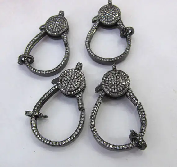 

28-45mm Micro Pave Enhancer Clasp,Large CZ Star Clasp,Pave Lobster Clasp,Gunmetal Lobster Closure jewelry clasp 2sets