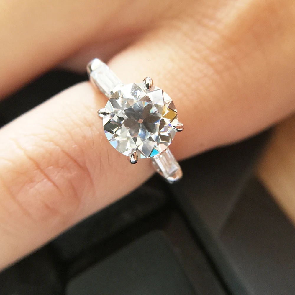 

OEC Brilliant Cut Moissanite Engagement Wedding Ring 14k White Gold Stunning Test Postive EF Color VVS1 For Women 1.0ct 6.5mm